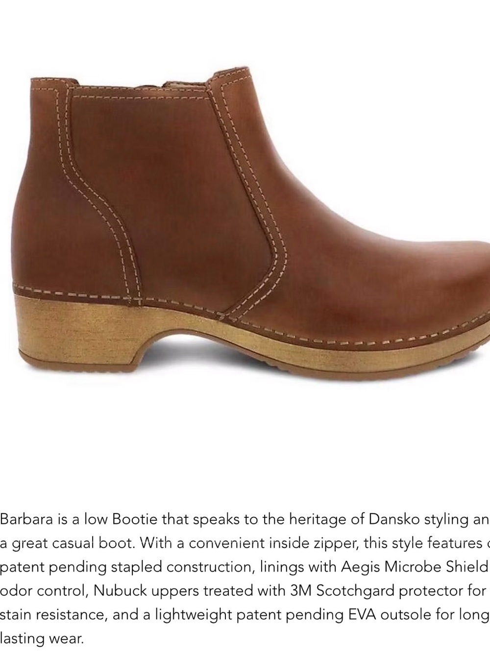 DANSKO Barbara Brown Nubuck Leather Ankle Bootie Side Zip Size 38